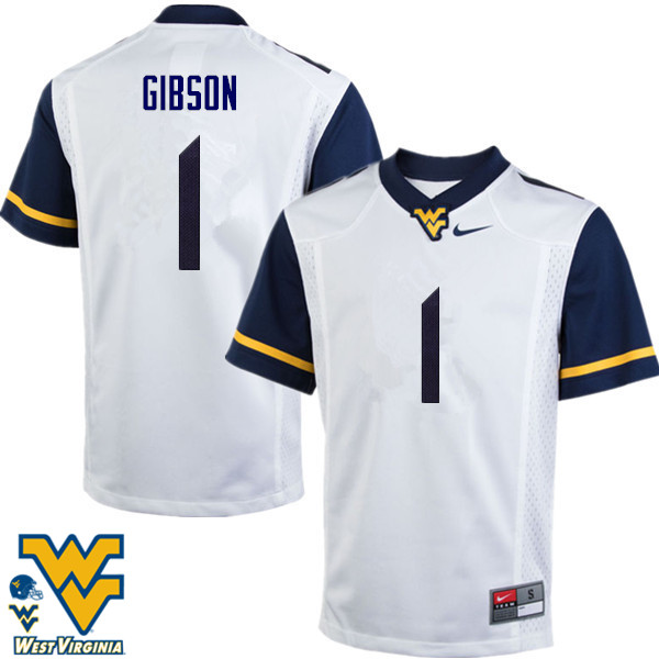 Men #1 Shelton Gibson West Virginia Mountaineers College Football Jerseys-White - Click Image to Close